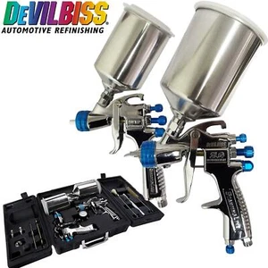 Pistolas pulverizadoras DeVilbiss SLG-650 compatibles con alimentación por gravedad y HVLP + kit de medidor y limpieza - Imagen 1 de 7