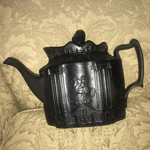 ¡TETERA DE BASALTO NEGRA TEMPRANA! WM BADDELEY, EASTWOOD POTTERY, HANLEY, STOKE-ON-TRENT - Imagen 1 de 12