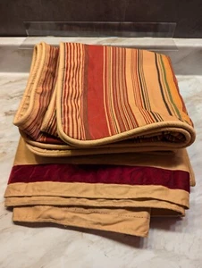 Pillow Shams & Bed Skirt King Size Maroon Gold Stripe - Picture 1 of 5