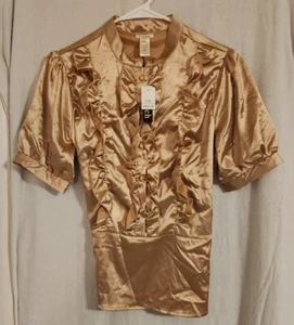Nueva con etiquetas Blusa Dorada Vixen Camisa Top Talla Mediana Elastizada - Imagen 1 de 11