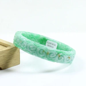65mm Chinese Hand-carved Green Jadeite Jade Gems Bangle Bracelet j7973 - Picture 1 of 12