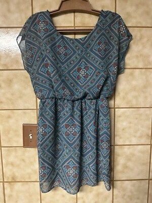 City Triangles Boho Retro Vacationcore Beachy  Tropical Lounge Dress, Sz Lg - Image 1 of 4