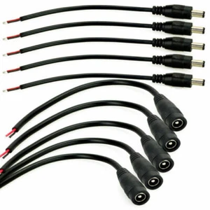 5-50 pcs CCTV 5.5x2.1mm DC Power Male Female Connector Cable Pigtail Plug Wire - Picture 1 of 11