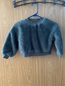 Girls Wonder Nation XS 4-5 Pullover Crew Neck Faux Fur Sweater Forest Green - Picture 1 of 3