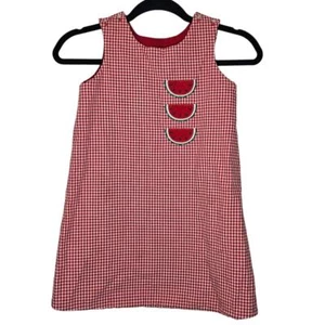 Gingham Red Watermelon Reversible Flower Jumper dress sz 5/6 - Picture 1 of 5