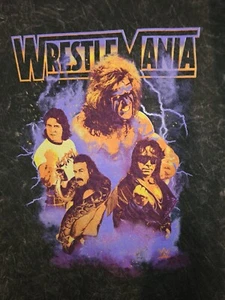 Wrestlemania WWE WWF Large Mens Black TieDyed Graphic Logo Tshirt - Picture 1 of 10