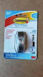 NEW! Command 1 lb (450 g) Bath Hook Satin Nickel - Picture 1 of 1