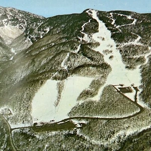 Aerial View of Mt. Mansfield & Parking, Stowe, VT 1960s VTG Warren Case Postcard - Picture 1 of 3