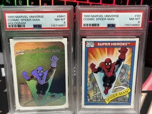 1990 Marvel Universe Cosmic Spider Man PSA 8 + Hologram #MH1 PSA 8 Series I - Picture 1 of 7