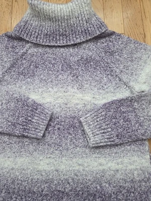 Columbia Ombre 紫色白色条纹高领毛衣,尺寸 L — 第 1/4 张图片