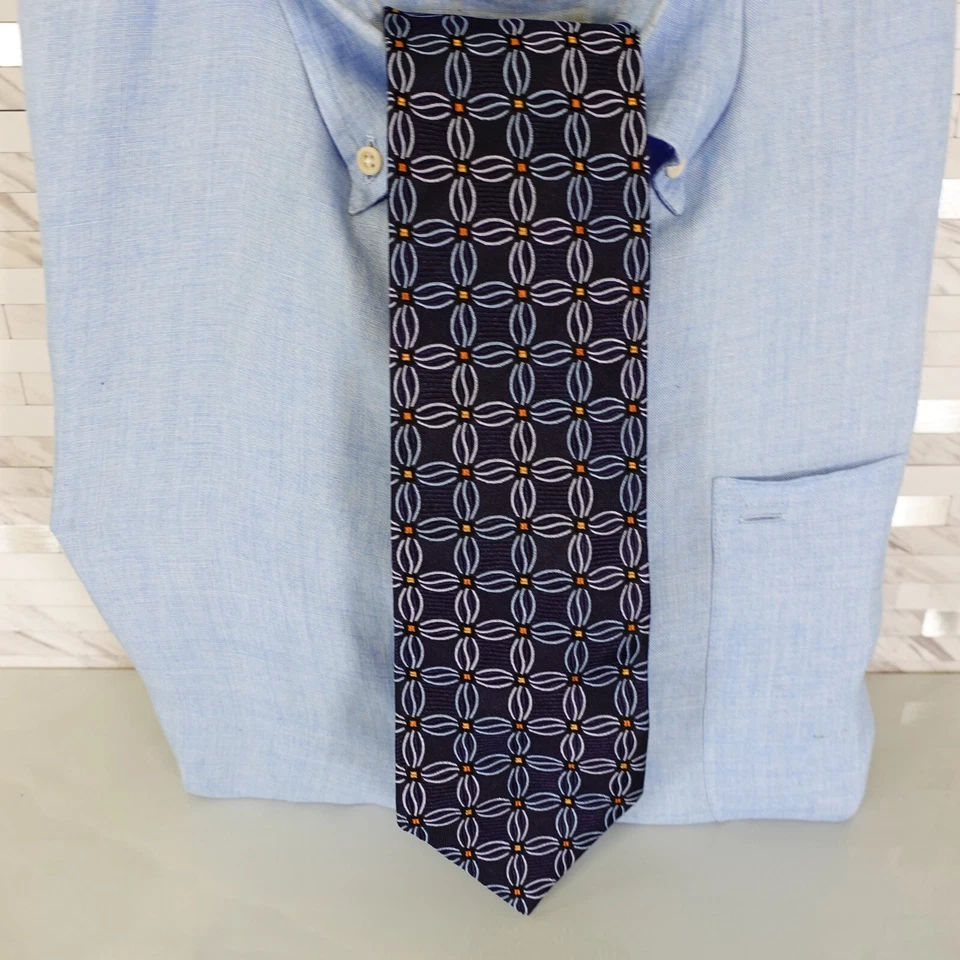 Jos A Bank Corbata Cuello Para Hombre Azul Floral Seda Traje Occidental Índigo Audaz Oscuro ITALIA Foto 1 de 4