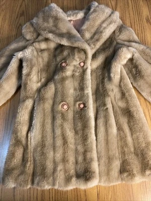 Abrigo chaqueta vintage de piel sintética de las Aleutianas estilo Dubrowsky y Joseph talla 10 Foto 1 de 4