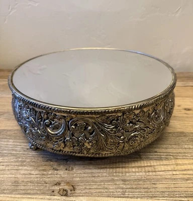 Vintage Silver Plate Plateau Ornate Mirror Cake Stand - image 1 of 4