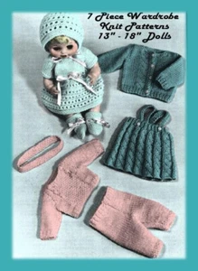Knitting pattern copy 2340.  Dolls clothes outfits for 13-18" dolls.  3ply - Picture 1 of 1