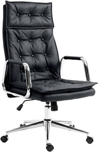 Bürostuhl ECHTLEDER schwarz Drehstuhl Chesterfield-Design Chefsessel belastbar - Bild 1 von 7