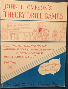 John Thompson's Vintage Theory Drill Games - Loose Leaf Book Three (1957) - Picture 1 of 5