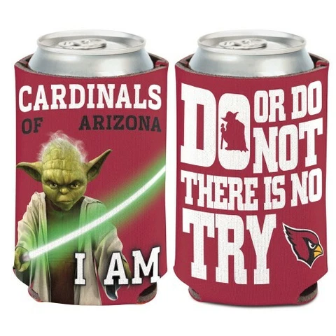 Arizona Cardinals 2-sided Can Cooler - Star Wars/Yoda Design Cover