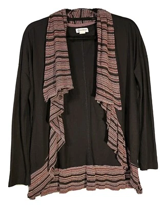 Suéter Cárdigan Element M Cascada Frontal Drapeado Guatemalteco Negro Rayas Foto 1 de 4