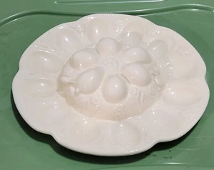 Vintage Ceramic 12-Slot Deviled Egg Platter Dish - Picture 1 of 5