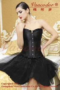 Satin Lace Ruffle Bustier Corset Bustier - Picture 1 of 1