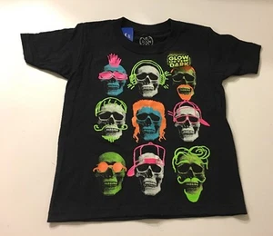 Camiseta negra calavera multi brilla en la oscuridad para niños - Imagen 1 de 2
