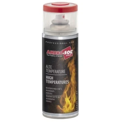 3 Bombolette Vernice alta temperatura Ambro-Sol Nero Opaco - 400 ml - Immagine 1 di 4