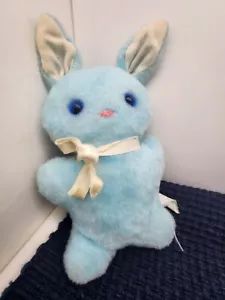 Juguete de peluche de conejo azul, ojos azules de 8", De colección. - Imagen 1 de 2