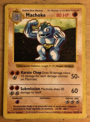 1999 Wizards Pokémon TCG Machoke Shadowless 34/102 Low-Grade Poor - Image 1 of 4