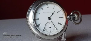 ANTQ 18S MODEL4 COIN SILVER LEVER SET ELGIN SIDEWINDER POCKET WATCH~KEEPS TIME  - Picture 1 of 17