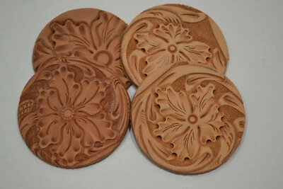 Círculos de cuero - 3" hechos a mano - sin acabado - 4 piezas (A89) Foto 1 de 2