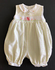 Vintage Carter's  Smocked Baby Girls Pink & Green Bubble Romper size 0-3 mo.