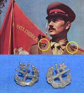 Bulgarian Communist Army Infantry & Mechanized Troops COLLAR Pin BADGE 2 pcs. #1 - Picture 1 of 4