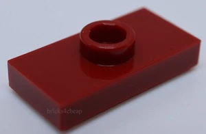 Lego 10x Placa Roja Oscura Modificada 1 x 2 1 Perno Ranura Parte Inferior Perno Soporte Jumper - Imagen 1 de 1