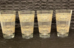 Vintage MCM GROSSE TRINKGLÄSER TOLLES MUSTER 4er SET - Bild 1 von 11