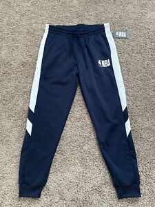 Official NBA Men Navy And White Comfort Fit Jogger Pants Logo Size Large NWT