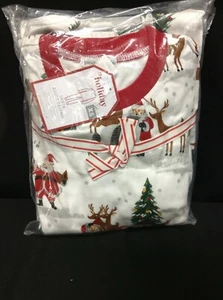 Pottery Barn kids Adult Santa Christmas Holiday Pjs Pajama XSMALL fitted 2 piece - Picture 1 of 2