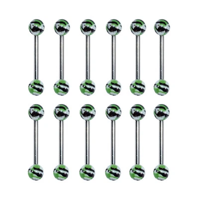 Straight 14G Piercing Barbells with Acrylic End Balls - 12 Pack - Image 1 of 4