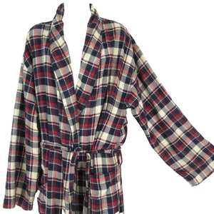 Polo Ralph Lauren Robe S/M Plaid Flannel Long Sleeve Belted Lightweight Navy - Picture 1 of 15