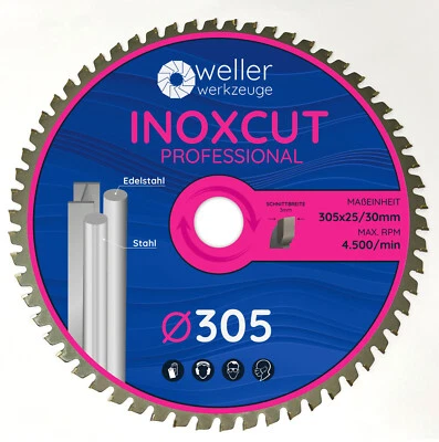 WELLERWERKZEUGE Profi INOXCUT Sägeblatt Kreissägeblatt Kappsäge für Stahl und Edelstahl 76-305mm