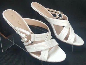 Essex Lane "El-Bezia" weiße Damen-Sandalen mit Schildpatt-Stil Größe 8M neu mit Karton - Bild 1 von 9