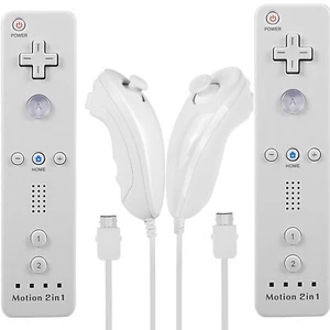Built in Motion Plus Remote Controller & Nunchuck for Nintendo Wii Wii U White - Picture 1 of 11