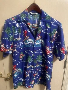 Alvish Mens M Surfing Santa Reindeer Hawaiian Christmas Shirt.                E1 - Picture 1 of 6