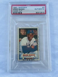 1963 BAZOOKA ERNIE BANKS PSA A HAND CUT CREASE FREE RAZOR SHARP CENTERED BEAUTY! - Picture 1 of 6