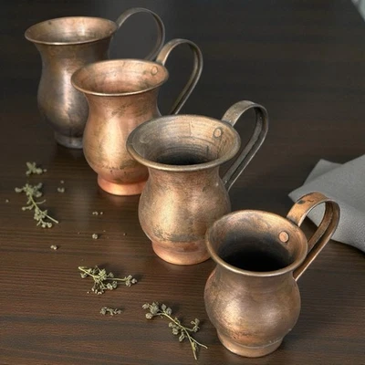 Série de 4 pots pichets en cuivre ancien – décoration vintage authentique  - Photo 1/4