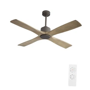  54 Zoll DC Deckenventilator ohne Beleuchtung, 4 geschnitzte massive 54" Graphit und grau - Bild 1 von 7