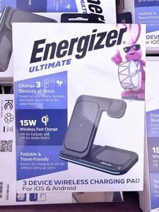 Energizer 3-in-1 Foldable Wireless 15W Fast Charging Station - NEW Qi Certified - Picture 1 of 3