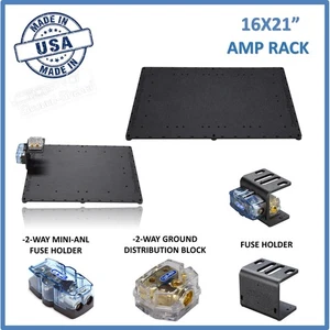 Amp Rack Amp Holder Amp base Amplifier Holder size 16x21 + Fuse Holder car audio - Picture 1 of 11