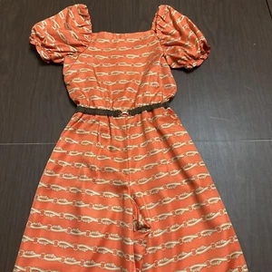 Janie And Jack Girl Romper Orange Brown Size 10 Fall Thanksgiving - Picture 1 of 6