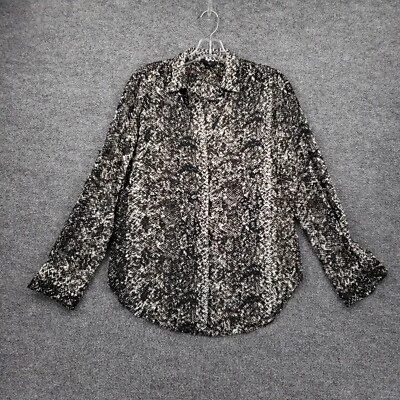 Рубашка женская Mossimo XS на пуговицах черная туника змеиная кожа длинные рукава полиэстер  - Изображение 1 из 4