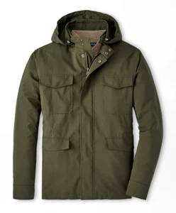 Peter Millar Crown Crafted Excursionist Flex Discovery Loden Hooded Coat XL $895 - Picture 1 of 7